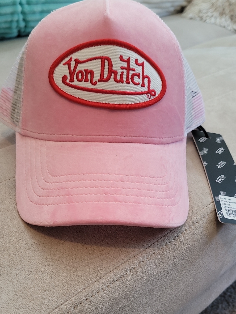 Von Dutch Pink And White Trucker Hat